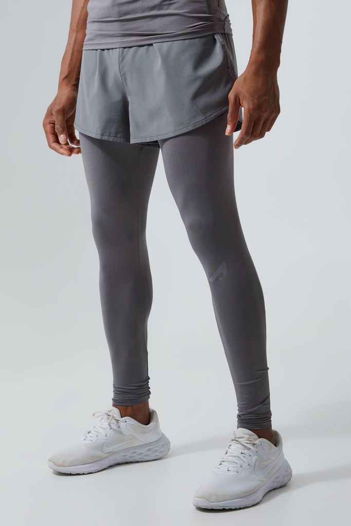 Men's Active Skinny Fit Seamless Runner Legging - Grey - S, Grey
