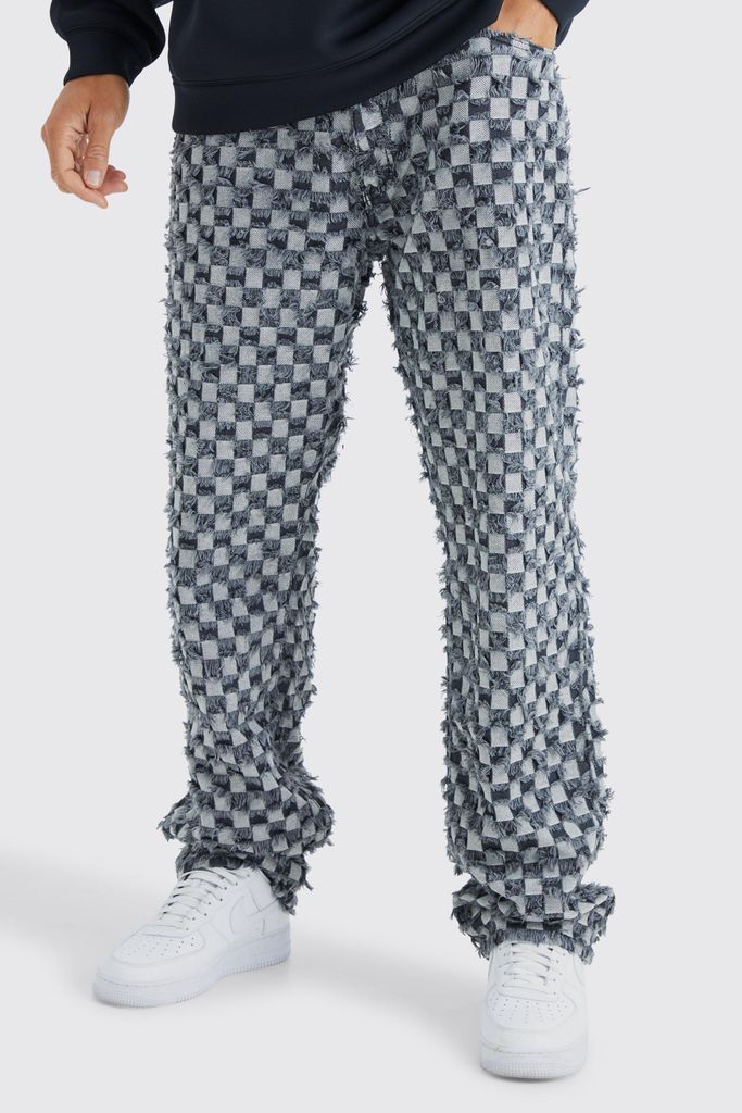 Men's Tall Fixed Waist Relaxed Checked Tapestry Trouser - Grey - 30, Grey