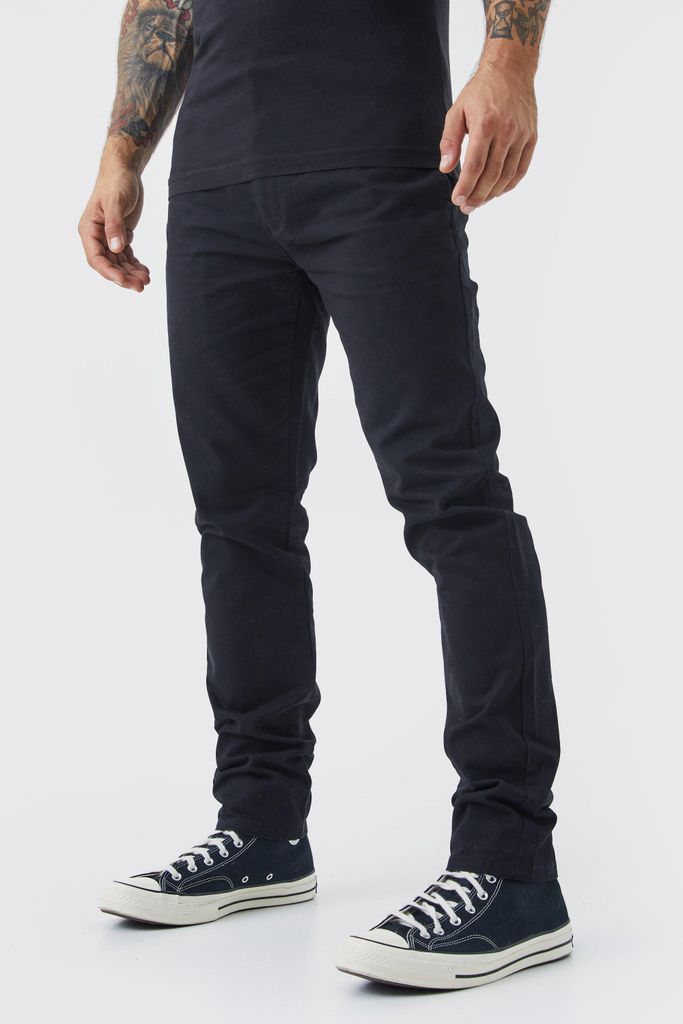 Men's Fixed Waist Skinny Chino Trouser - Black - 28, Black