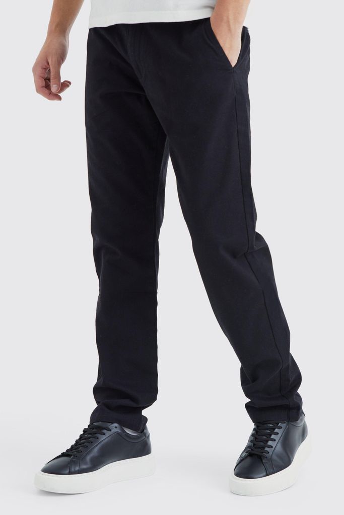 Men's Fixed Waist Slim Chino Trouser - Black - 28, Black