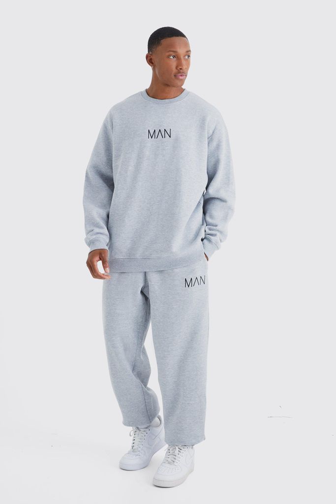 Men's Original Man Oversized Sweatshirt Tracksuit - Grey - S, Grey