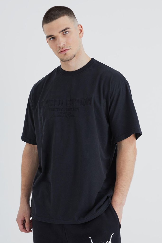 Men's Tall Slim Embroidered Limited Edition T-Shirt - Black - S, Black