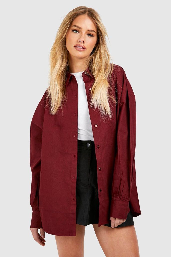 Womens Oversized Shirt - Red - 6, Red