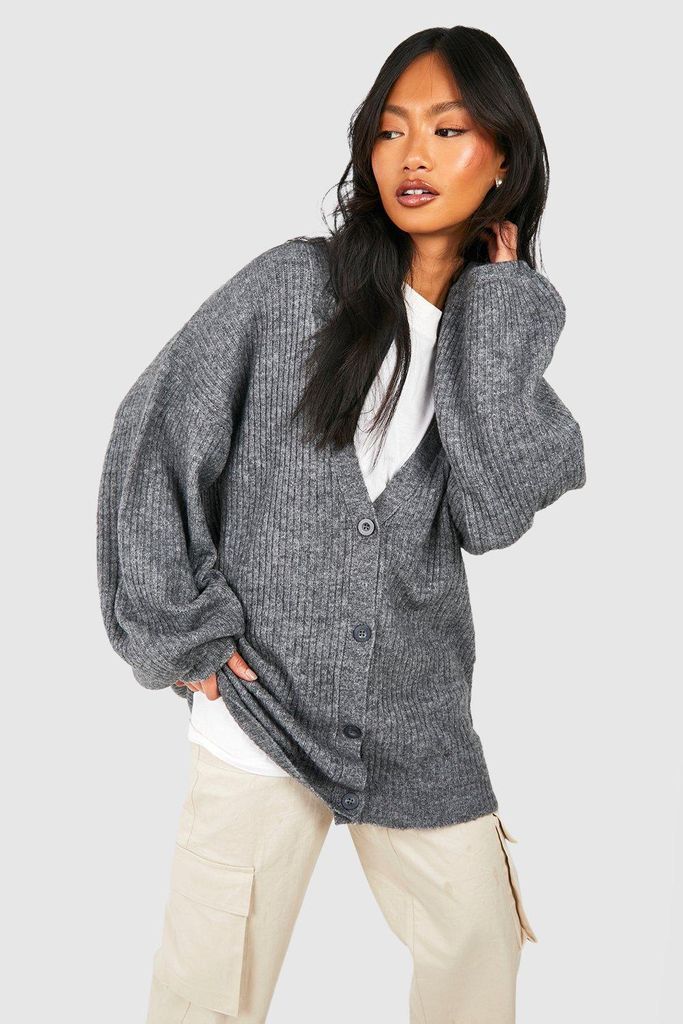 Womens Soft Knit Cardigan - Grey - S, Grey