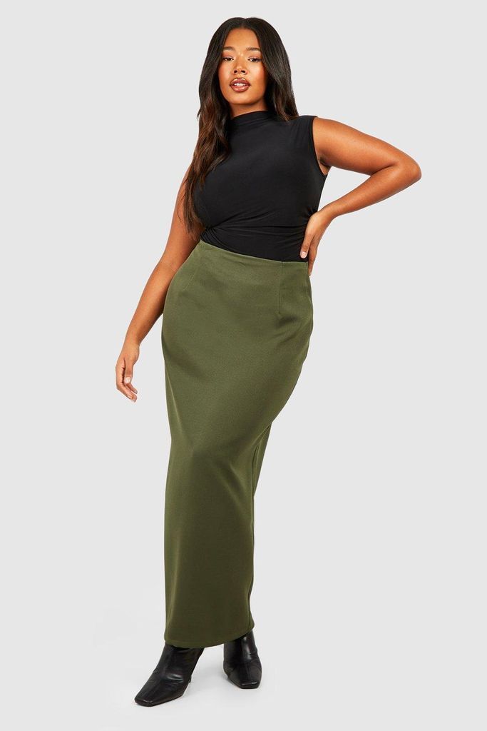 Womens Plus Woven Tailored Maxi Skirt - Green - 16, Green