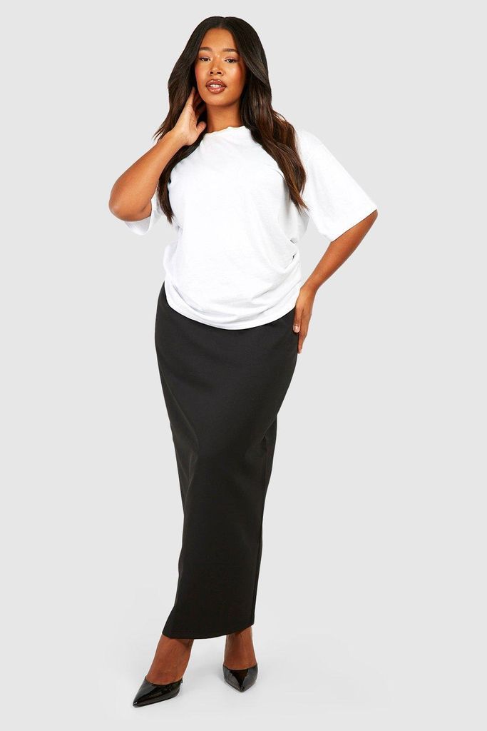 Womens Plus Woven Tailored Maxi Skirt - Black - 16, Black