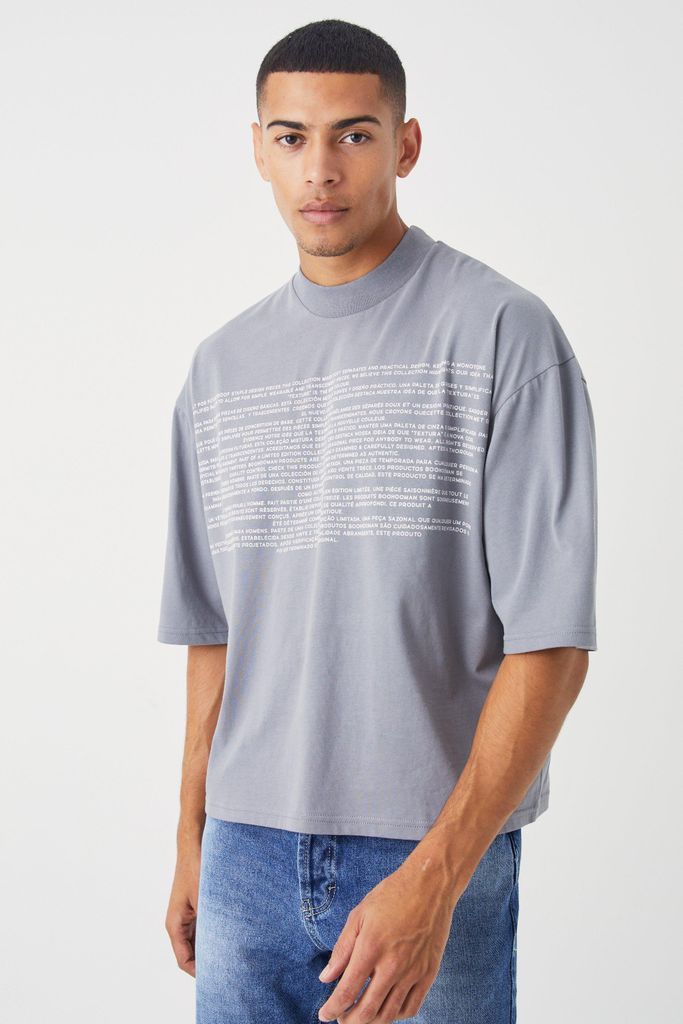 Men's Oversized Boxy Heavyweight Half Sleeve T-Shirt - Grey - S, Grey