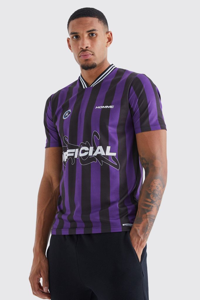 Men's Tall Stripe Official Football Shirt - Purple - S, Purple