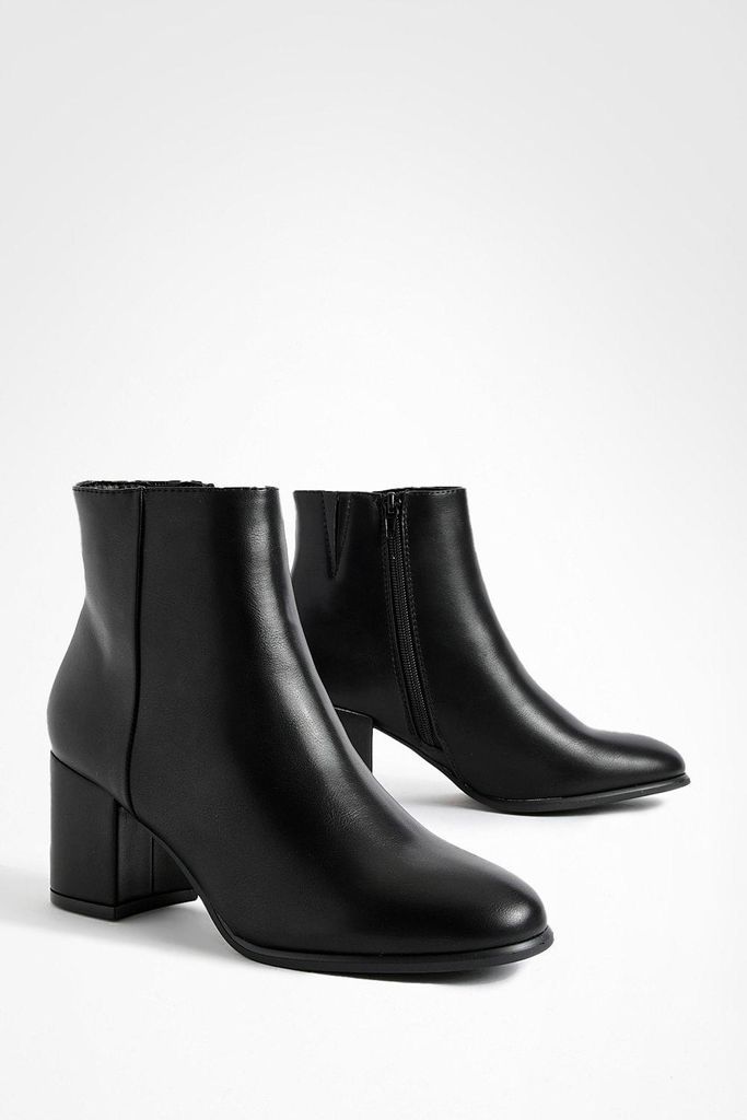 Womens Block Heel Ankle Shoe Boots - Black - 3, Black
