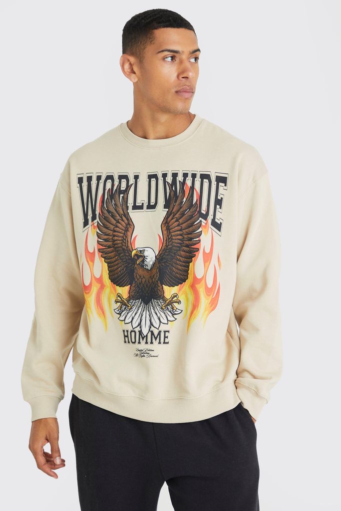 Men's Eagle Graphic Sweatshirt - Beige - S, Beige