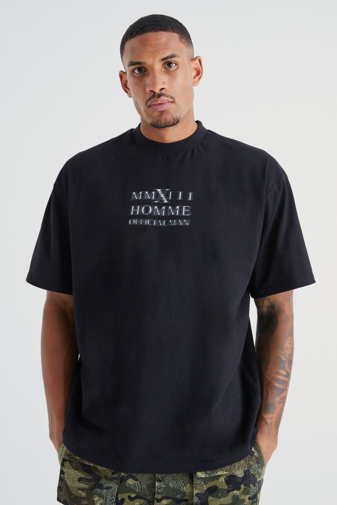 Men's Tall Oversized Heavyweight Half Sleeve T-Shirt - Black - S, Black