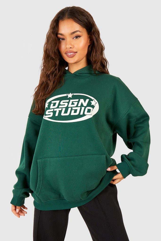 Womens Dsgn Studio Slogan Oversized Hoodie - Green - S, Green