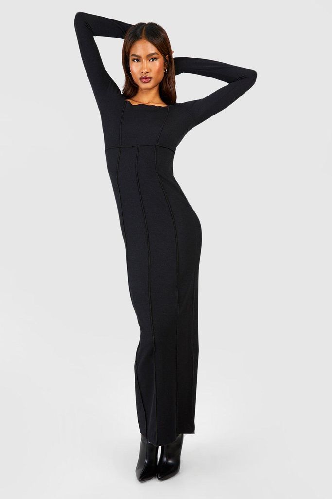 Womens Tall Exposed Seam Square Neck Maxi Dress - Black - 6, Black