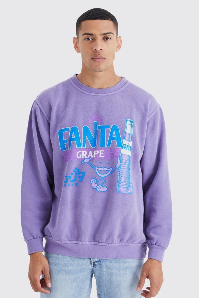 Men's Oversized Fanta Grape Wash License Sweatshirt - Purple - S, Purple