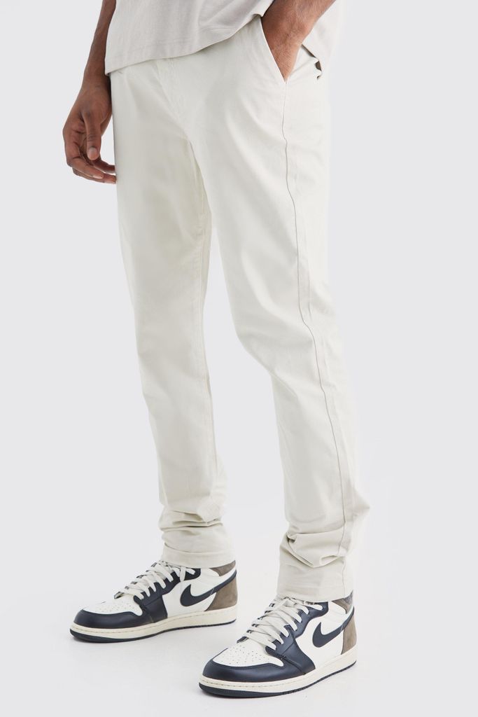 Men's Tall Slim Chino Trouser With Woven Tab - Cream - 30, Cream