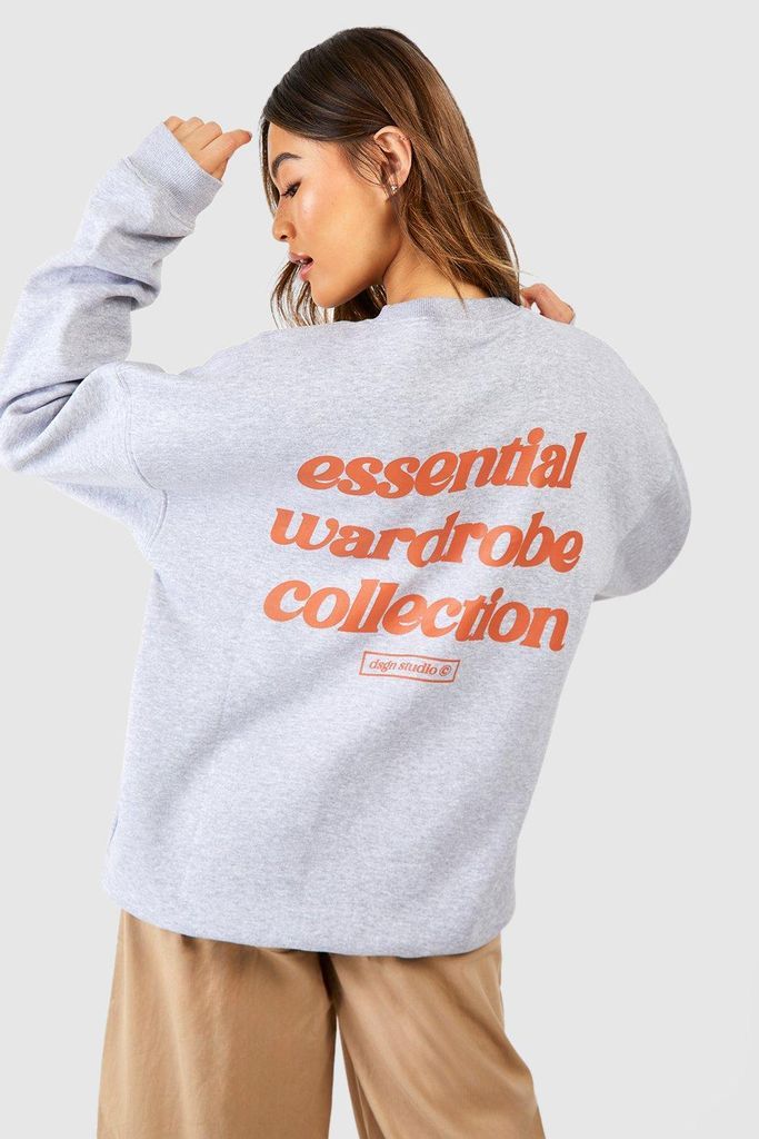 Womens Essentials Warddressing Gown Bubble Slogan Oversized Sweatshirt - Grey - S, Grey