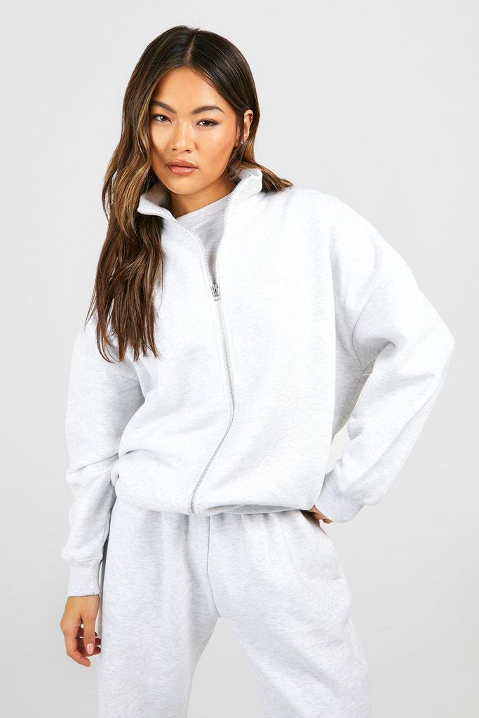 Womens Funnel Neck Zip Through Sweatshirt - Grey - S, Grey