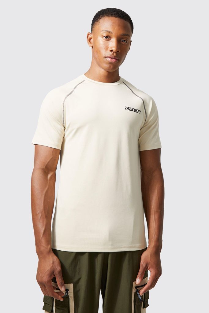 Men's Active Muscle Performance Topstitch T-Shirt - Beige - S, Beige