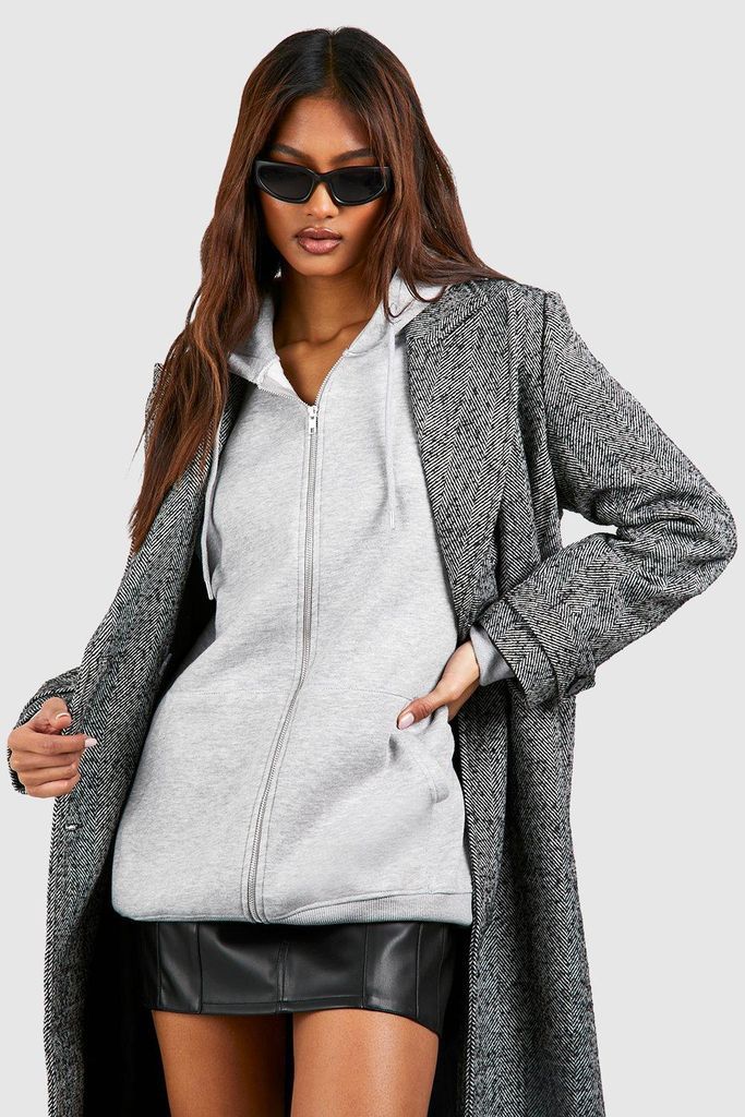 Womens Tall Basic Zip Through Hoodie - Grey - S, Grey