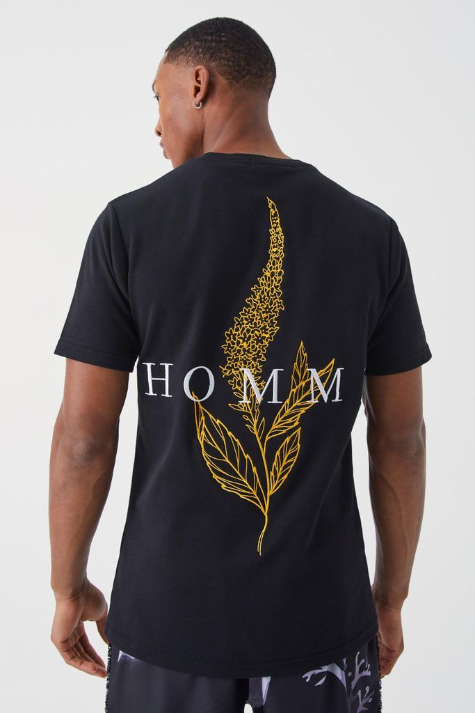 Men's Slim Heavyweight Interlock Homme Graphic T-Shirt - Black - S, Black