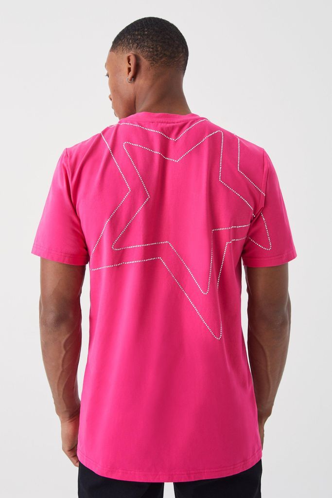 Men's Slim Heavyweight Studded Star T-Shirt - Pink - S, Pink