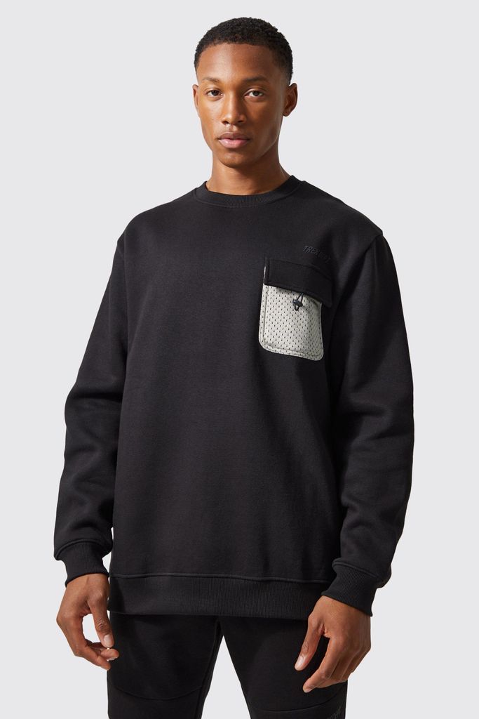 Men's Active Oversized Mesh Pocket Trek Sweatshirt - Black - S, Black