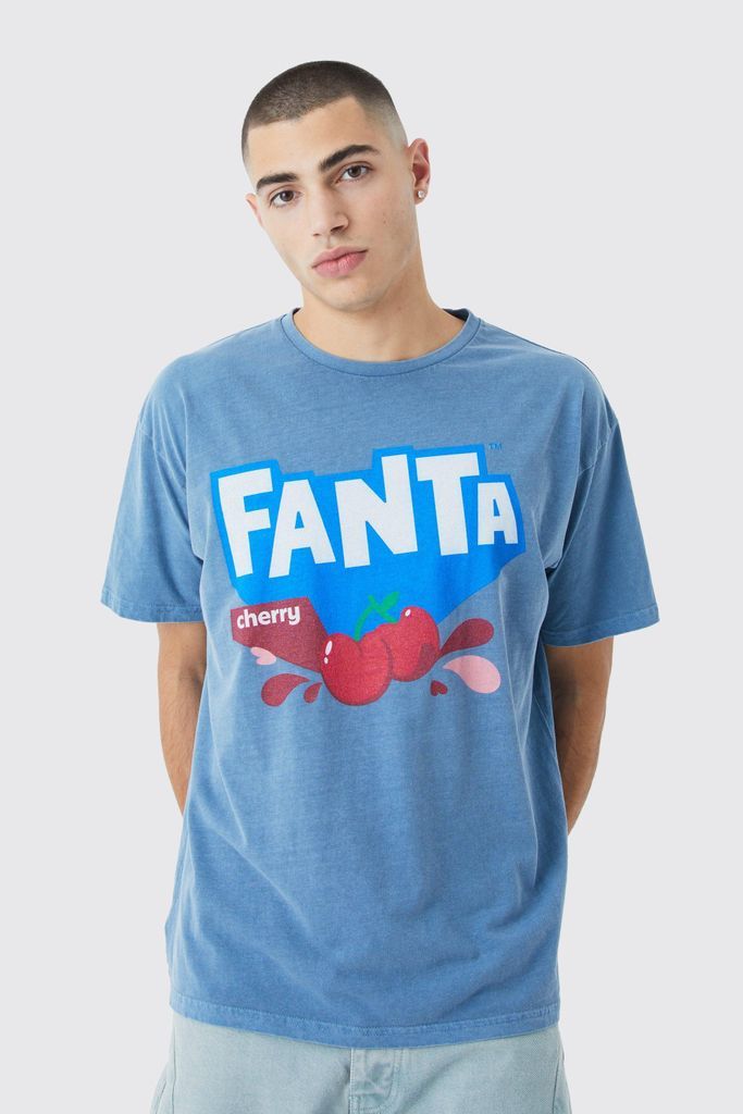 Men's Oversized Fanta Cherry Wash License T-Shirt - Navy - S, Navy