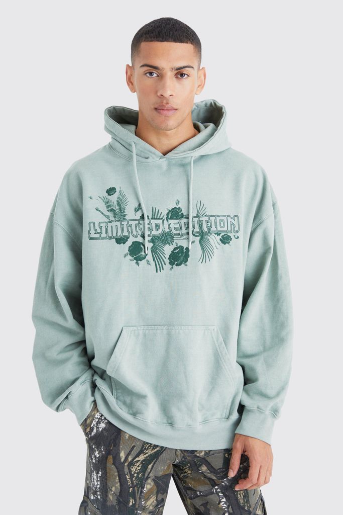 Men's Oversized Limited Edition Graphic Hoodie - Green - S, Green