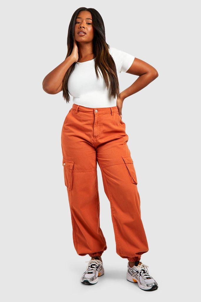 Womens Plus Cargo Jeans - Orange - 16, Orange