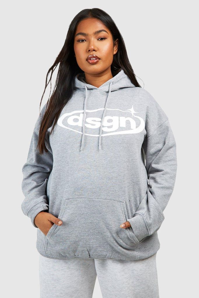 Womens Plus Oversized Dsgn Studio Printed Hoodie - Grey - 16, Grey