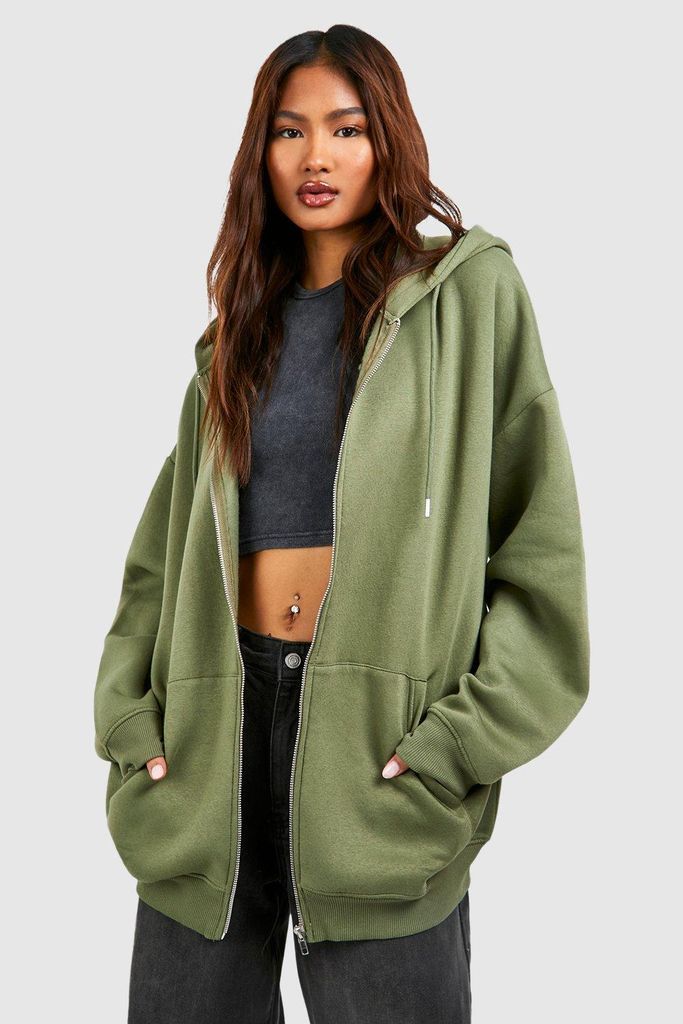 Womens Tall Basic Zip Through Hoodie - Green - S, Green