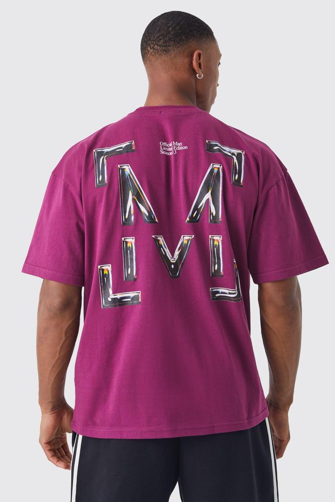 Men's Oversized Boxy 'M' Graphic T-Shirt - Purple - S, Purple