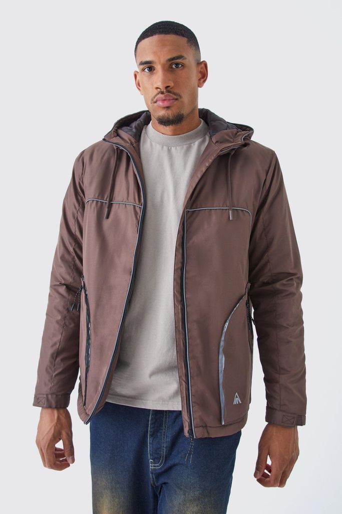 Men's Tall Relaxed Riptstop Jacket With Reflective - Brown - S, Brown