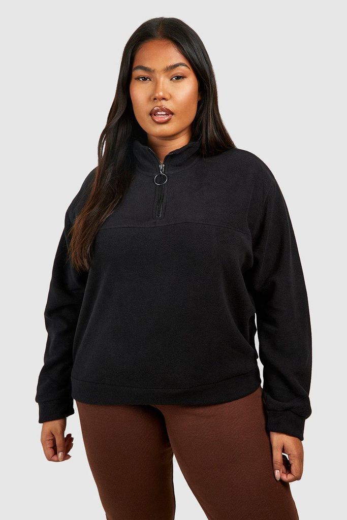 Womens Plus O Ring Half Zip Sweatshirt - Black - 22, Black