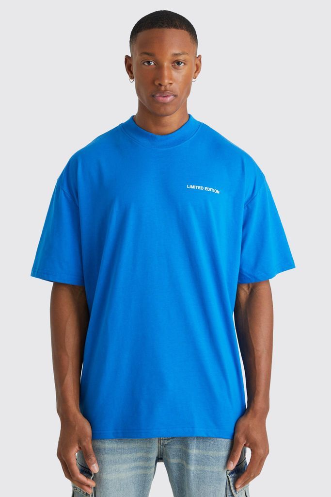 Men's Oversized Extended Neck Limited T-Shirt - Blue - S, Blue