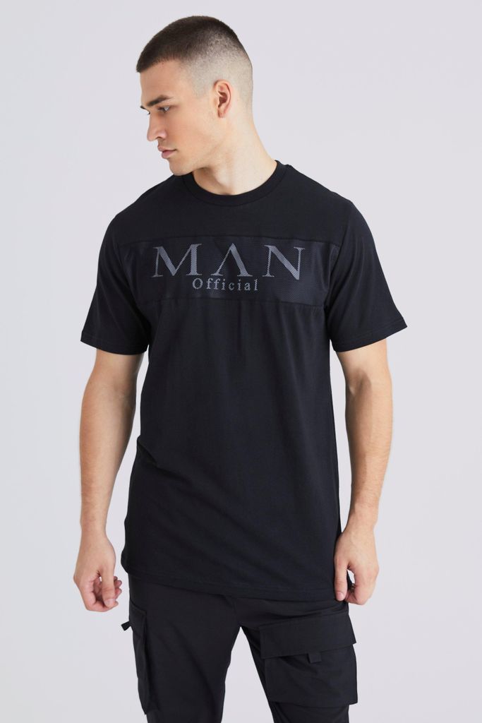 Men's Tall Man Slim Reflective, Mesh Overlay T-Shirt - Black - S, Black