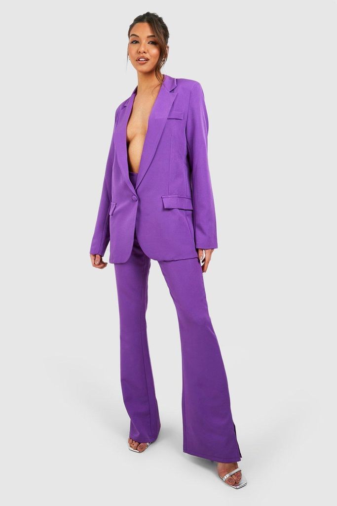Womens Split Side Fit & Flare Tailored Trousers - Purple - 6, Purple