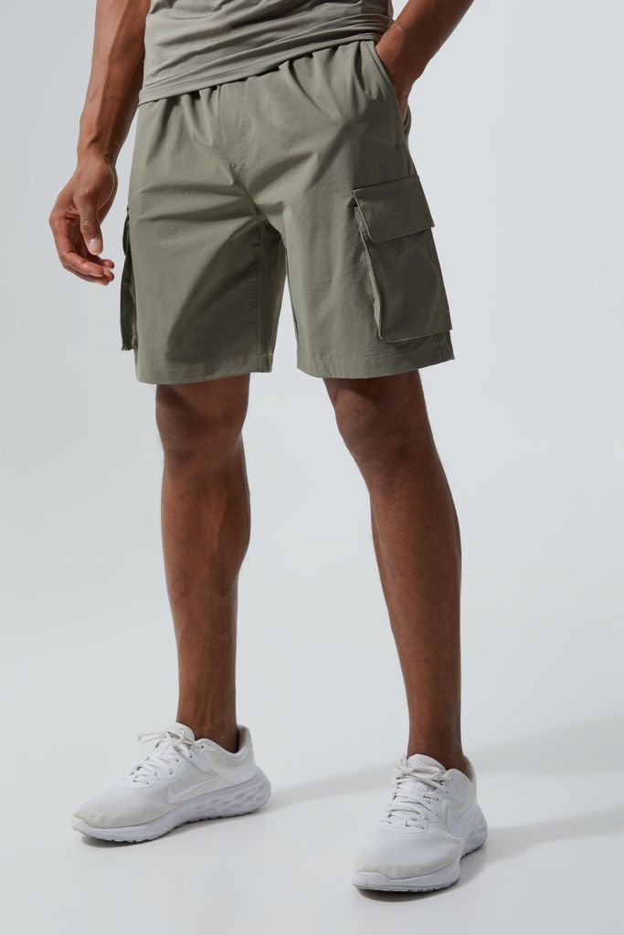 Men's Active Cargo Shorts - Green - S, Green