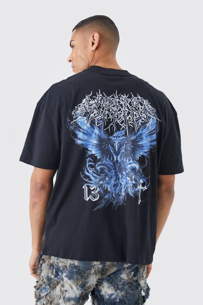 Men's Oversized Bird Graphic T-Shirt - Black - S, Black