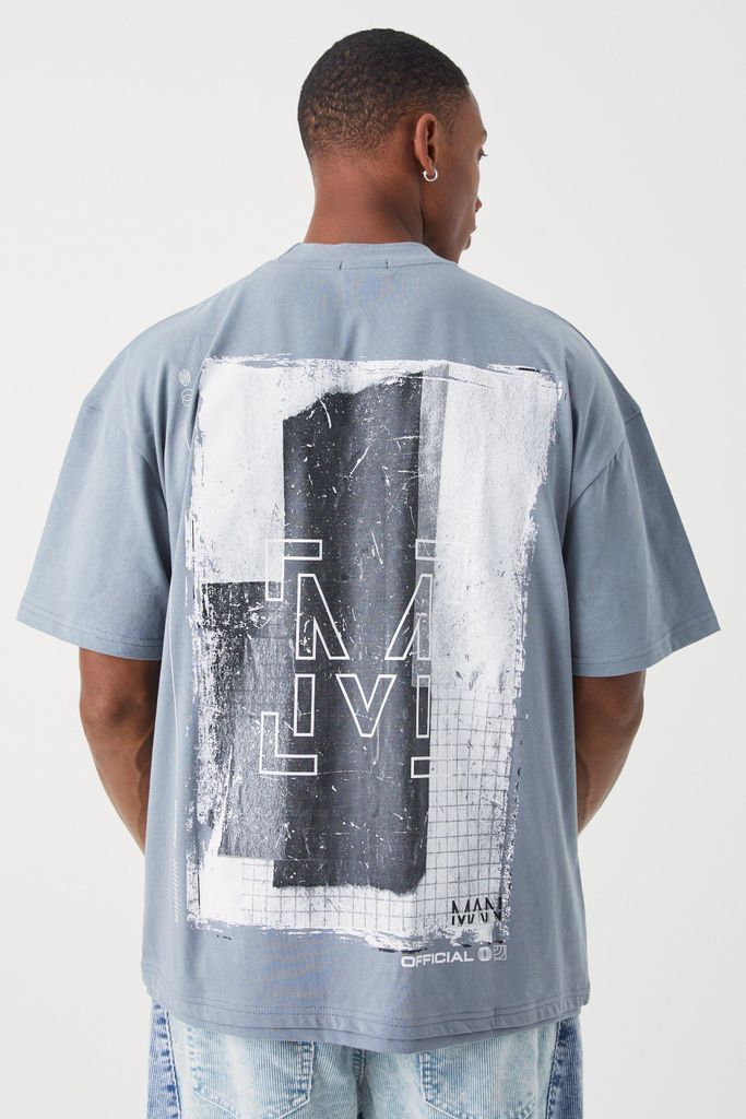 Men's Oversized Heavyweight Puff Print T-Shirt - Grey - S, Grey