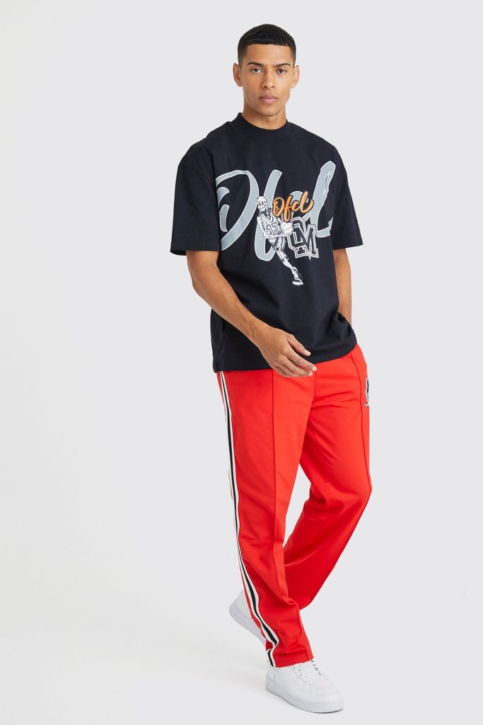 Men's Oversized Ofcl Basketball T-Shirt & Jogger Set - Red - S, Red