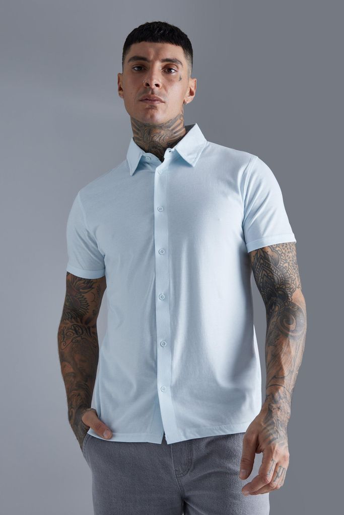 Men's Short Sleeve Regular Jersey Shirt - Blue - S, Blue