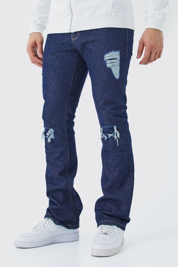 Men's Slim Flare Rip And Repair Jeans - Blue - 28R, Blue