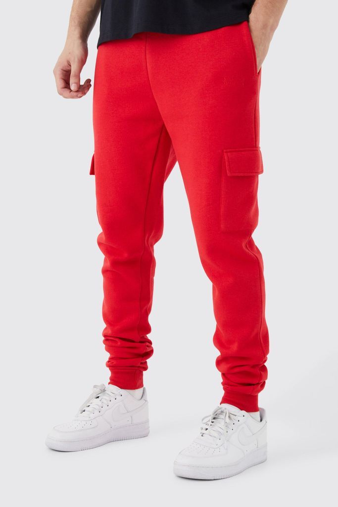 Men's Tall Original Man Skinny Fit Cargo Jogger - Red - S, Red