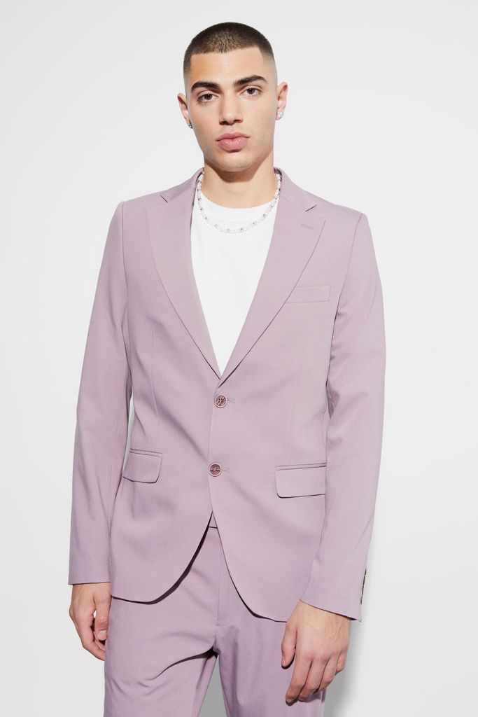 Men's Skinny Fit Single Breasted Blazer - Purple - 34, Purple