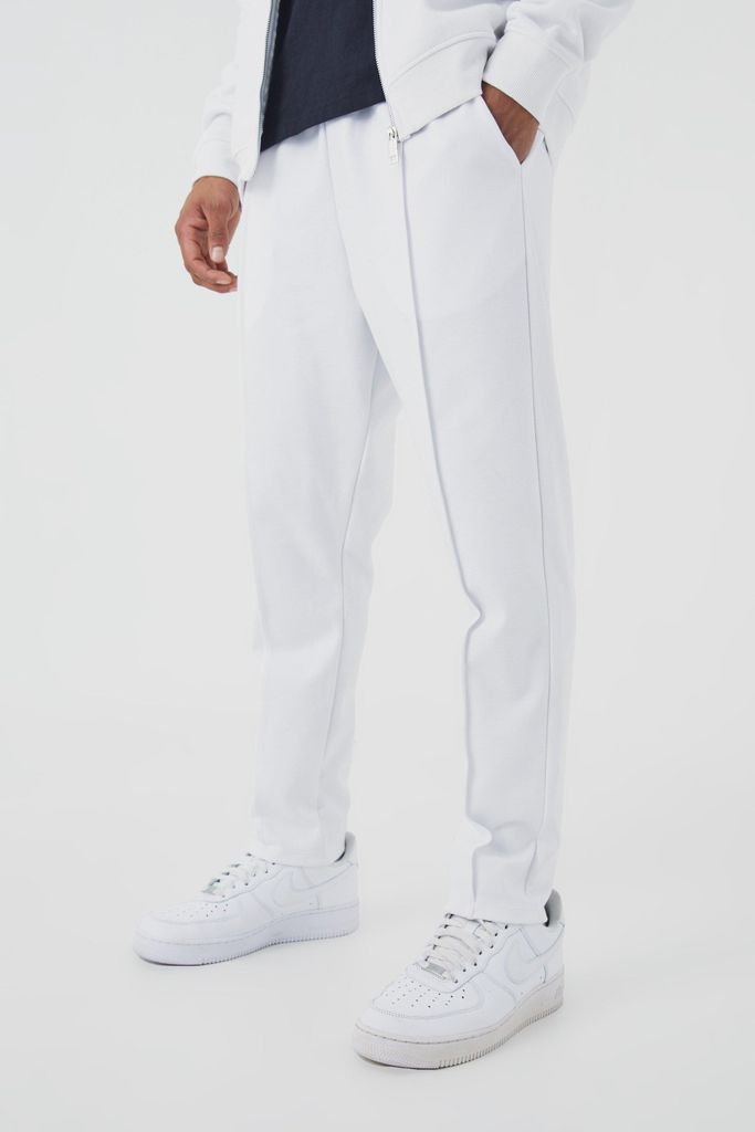 Men's Slim Tapered Elastic Waist Pintuck Crop Jogger - White - S, White