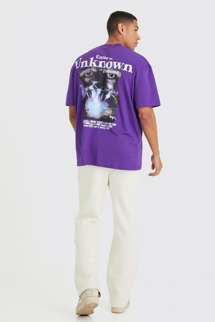 Men's Oversized Unknown Graphic T-Shirt & Jogger Set - Cream - S, Cream