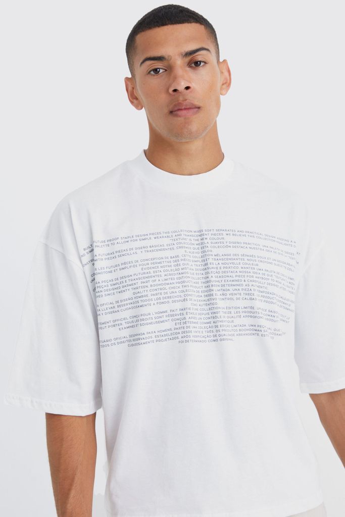 Men's Oversized Boxy Heavyweight Half Sleeve T-Shirt - White - S, White