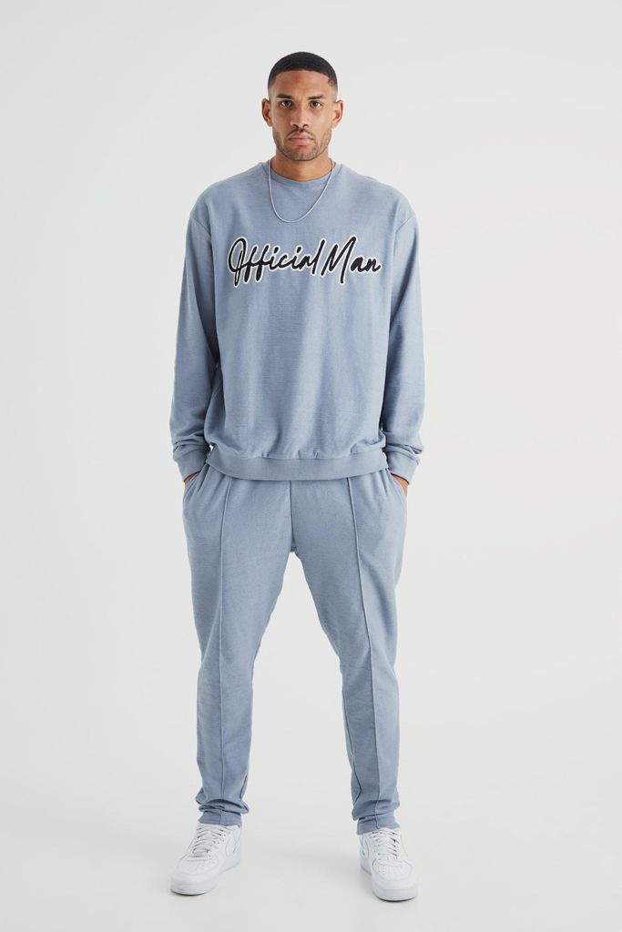 Men's Tall Oversized Slub Sweatshirt Tracksuit - Grey - S, Grey