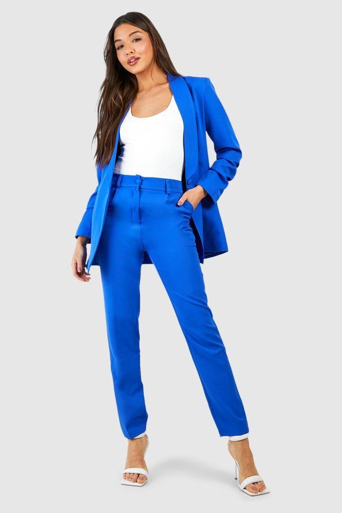 Womens Slim Fit Ankle Grazer Tailored Trousers - Blue - 6, Blue